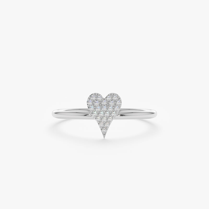 white gold natural diamond heart band