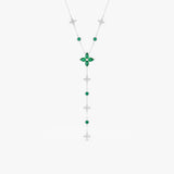 Lab Grown Diamond and Emerald Lariat Necklace, Seralith