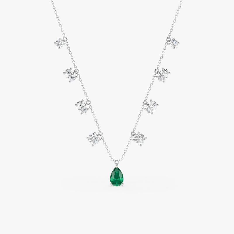 Natural Emerald and Lab Grown Diamond Necklace, Evareth