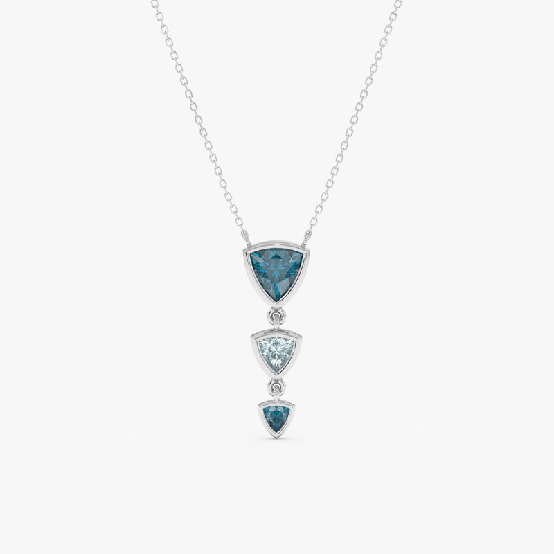 Trilliant Cut Blue Topaz Necklace, Vaelara