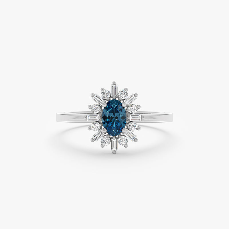 natural topaz and diamond proposal ring in white gold