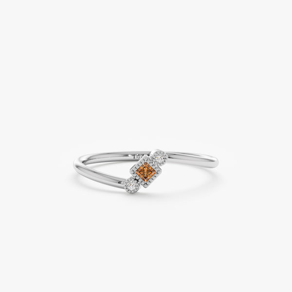 white gold natural citrine ring