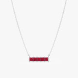 Solid Gold Ruby Bar Necklace, Lyriavelle