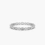 white gold natural diamond wedding stack band