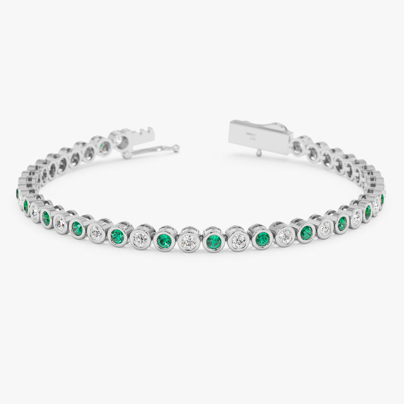 Solid Gold Emerald and Diamond Tennis Bracelet, Myrren