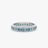 white gold blue gemstone band