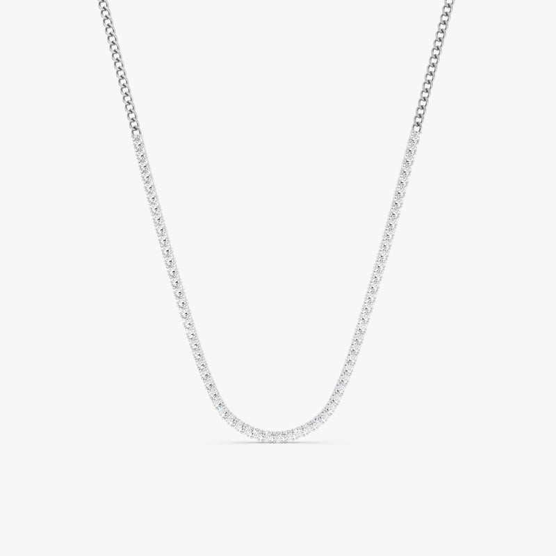 Diamond Tennis Necklace with Cuban Chain, Mackenzie
