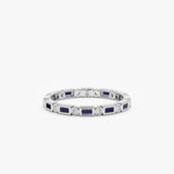 white gold baguette sapphire round diamond band