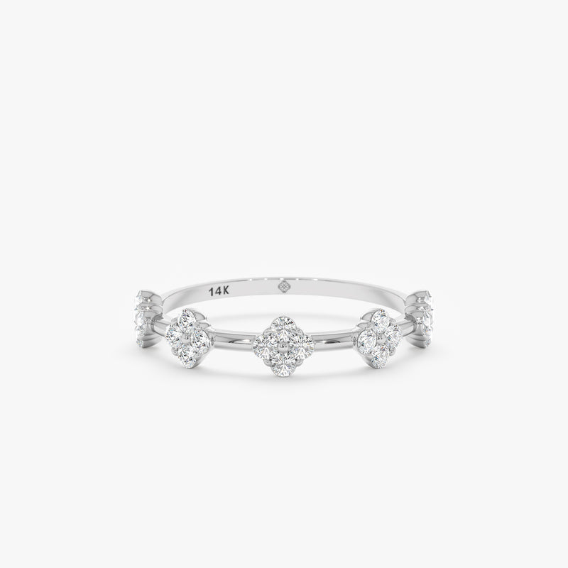 white gold and diamond clover ring