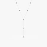 Solid Gold Beaded Lariat Necklace, Lyla