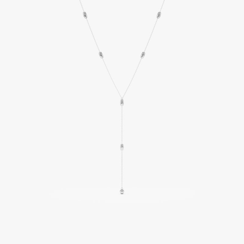 Solid Gold Beaded Lariat Necklace, Lyla