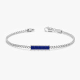 Princess Cut Sapphire Cuban Chain Bracelet, Lyriavelle