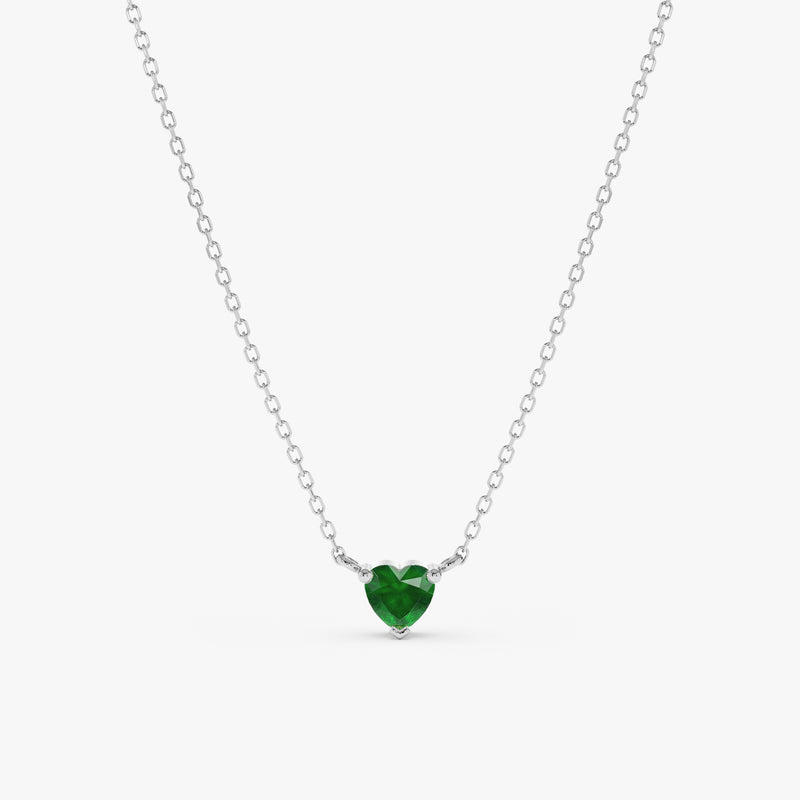 white gold handmade mini heart in emerald
