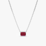 14k solid white gold handmade necklace with natural ruby 
