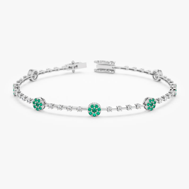 white gold emerald station bracelet