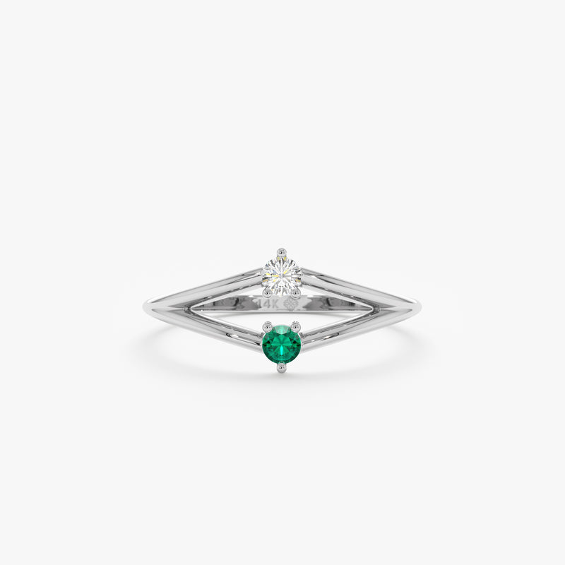 white gold prong set line ring