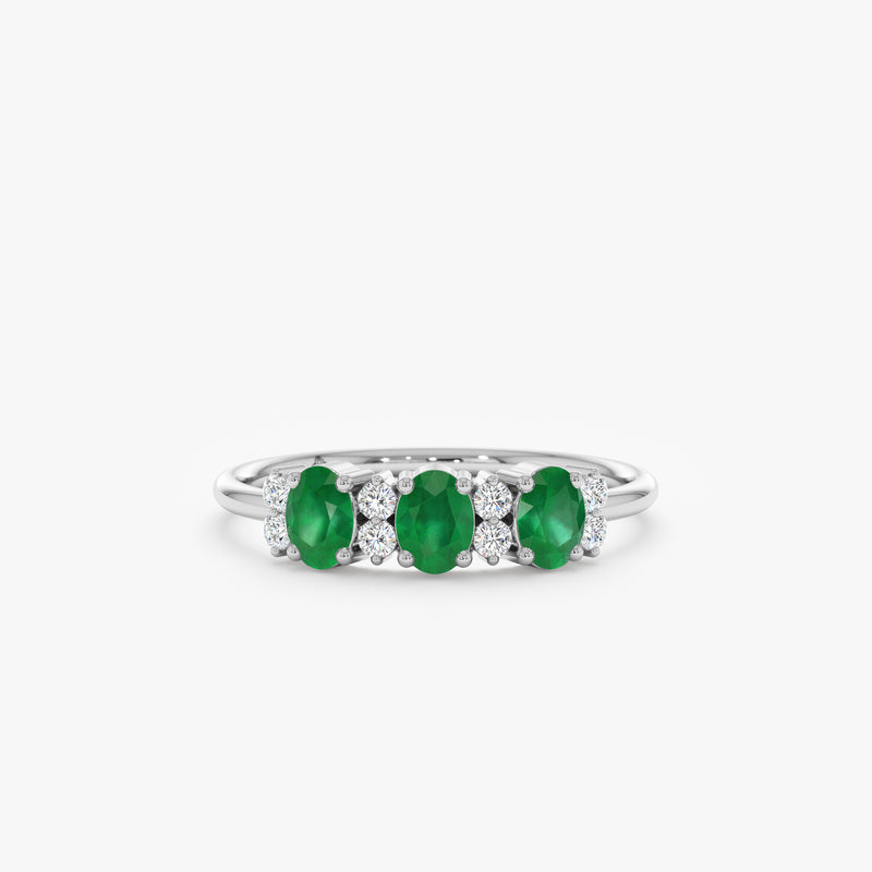 white gold diamond emerald band