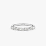 white gold baguette and round cut diamonds