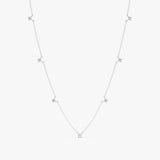 handcrafted 14k solid white gold multiple diamond set necklace