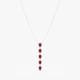 Coral Pear Cabochon Lariat Necklace, Wisteria
