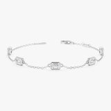 Emerald Cut Lab Diamond Station Bracelet, Evaloria