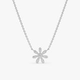 white gold cable chain daisy pendant necklace