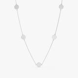 solid white gold cable chain coin station necklace