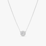 handmade solid 14k white gold disc halo pendant with natural diamonds