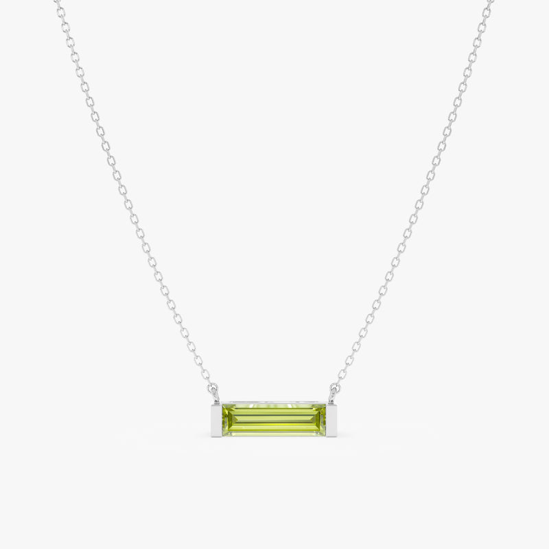 Natural Baguette Peridot Necklace, Vix