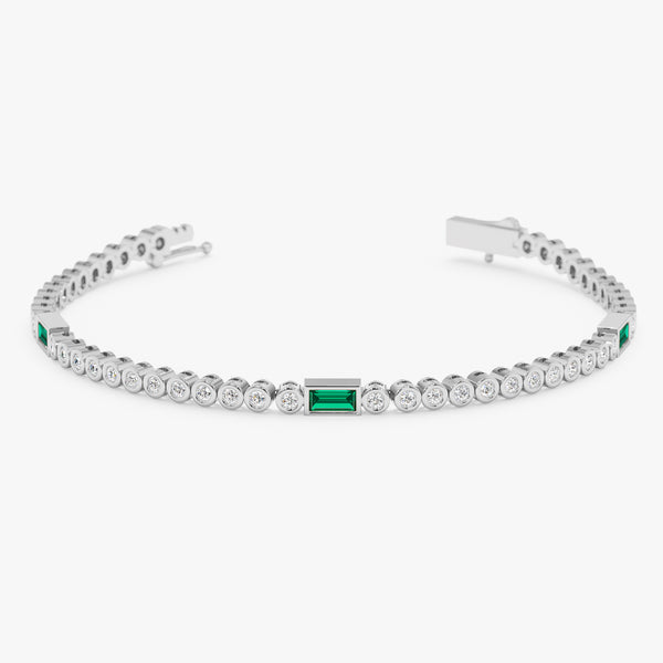 Lab Grown Diamond and Emerald Tennis Bracelet, Ravynna