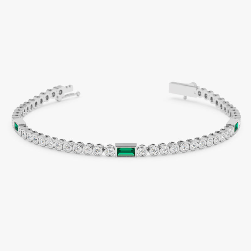 Lab Grown Diamond and Emerald Tennis Bracelet, Ravynna
