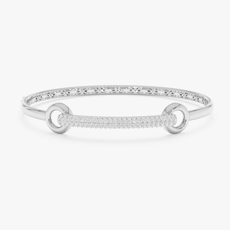 Interlocking Circle and Bar Bangle, Lab Grown Pave Diamonds, Marzanna