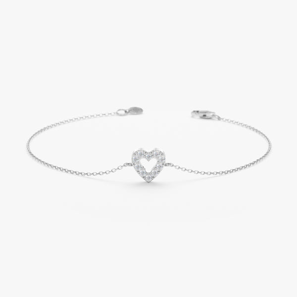white gold heart diamond bracelet
