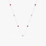 White Gold Diamond and Ruby Necklace