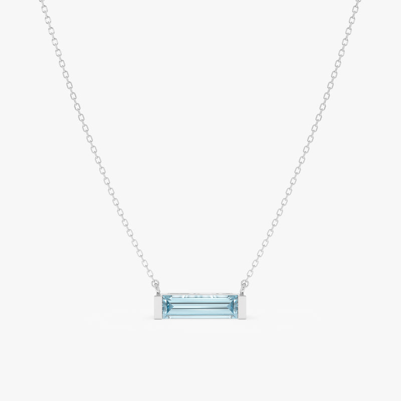 Natural Baguette Aquamarine Necklace, Vix