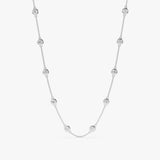 handcrafted white gold diamond bezel station necklace