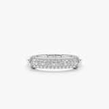 14k solid white gold dome ring with natural white diamonds 