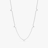 solid white gold trio diamond cluster station necklace
