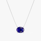 Lab-Grown Oval-Cut Solitaire Sapphire Necklace, Isabel