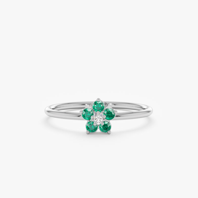 white gold natural emerald ring