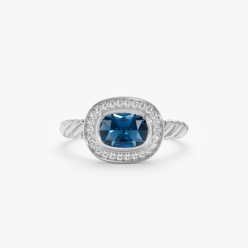 Natural London Blue Topaz & Diamond Ring, Faelina