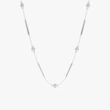Natural Diamond & Bar Station Necklace, Meliora