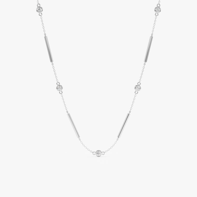 Natural Diamond & Bar Station Necklace, Meliora