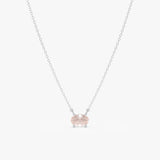 Solid Gold Rose Quartz Oval Necklace, Loa