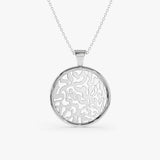 large jewish shema pendant on white gold cable chain