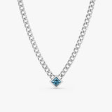 handmade solid white gold natural blue topaz december necklace