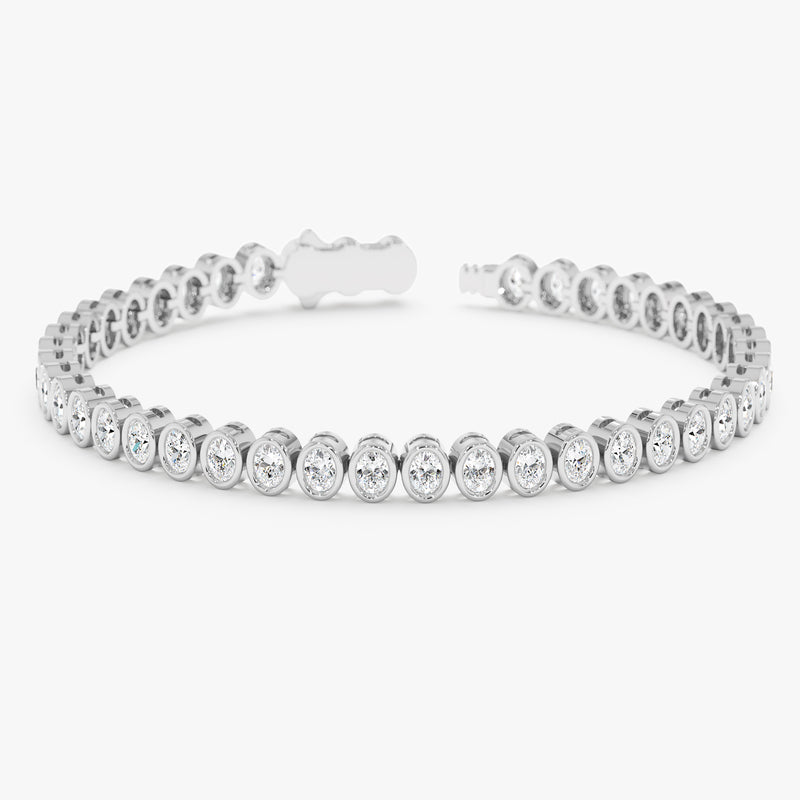 Oval Bezel Set Lab Grown Diamond Bracelet, Zorina