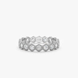 handmade white gold hexagon ring