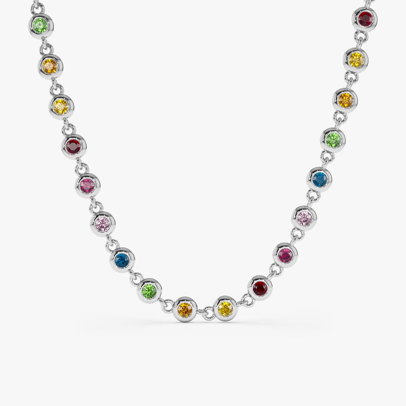 Colorful Rainbow Choker In White Gold