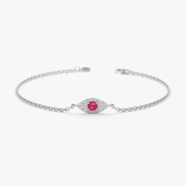 white gold protection ruby eye bracelet